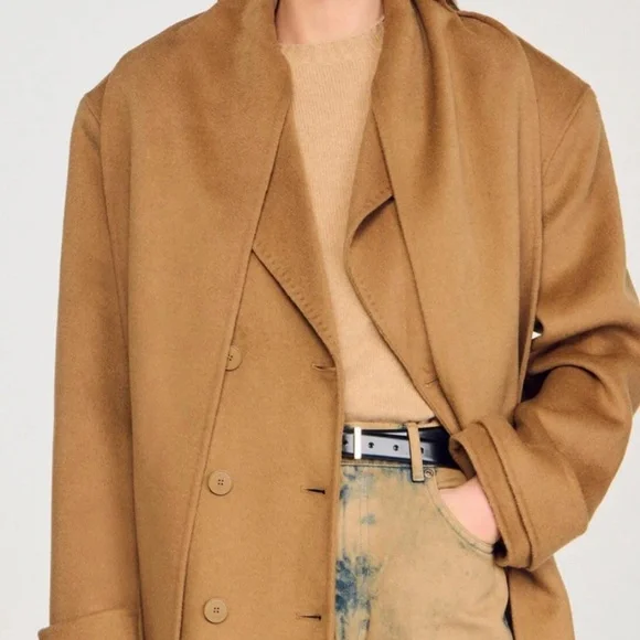 Sandro Women's Tan and Brown Coat